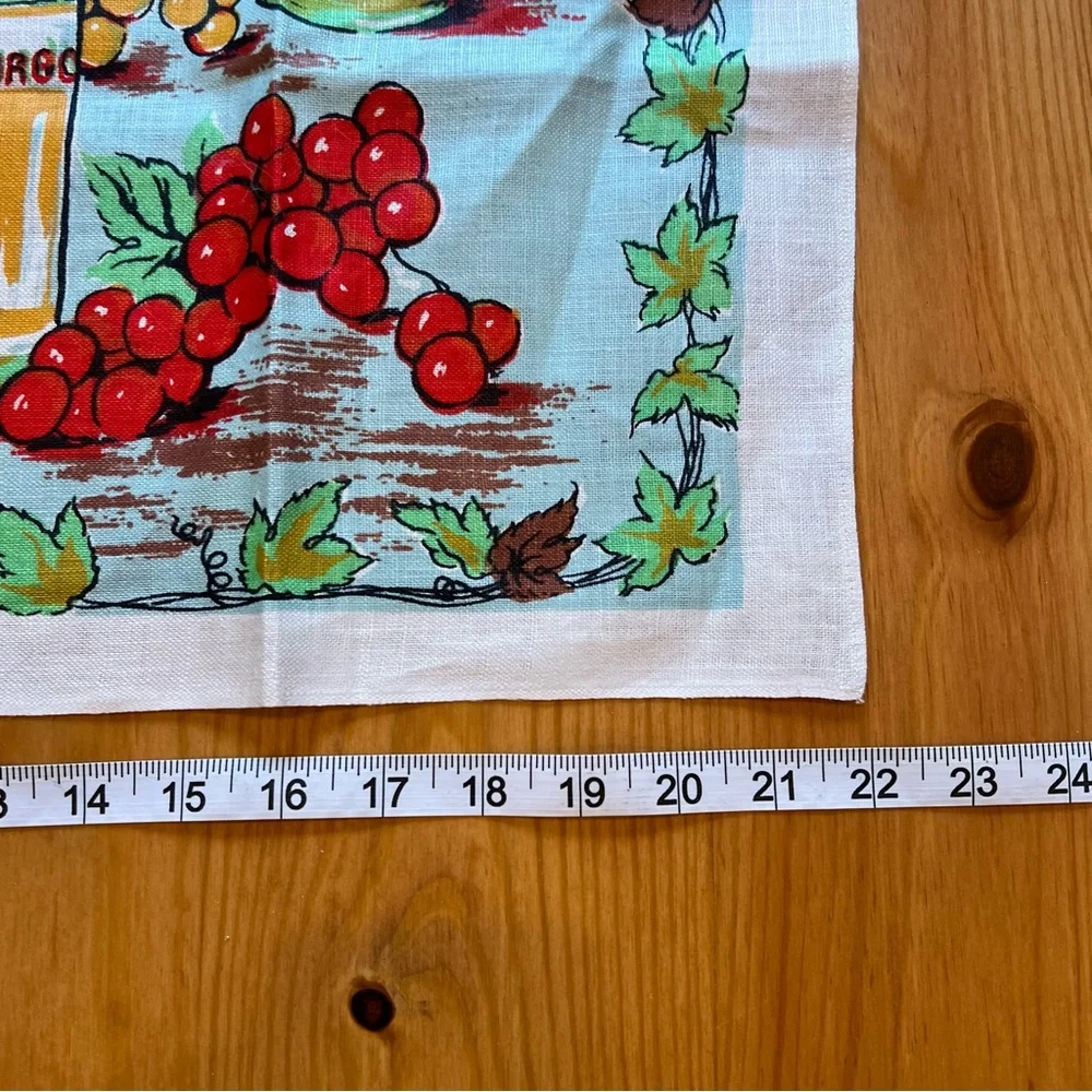 Vintage Tea Towel Novelty French Country Wine Cotton Linen Kitchen Vineyard